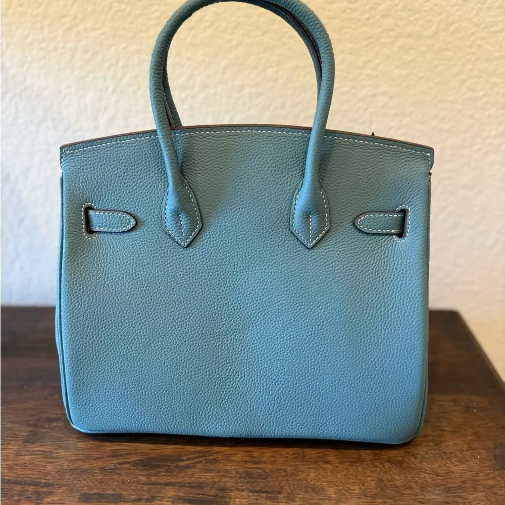 Designer inspired leather satchel bag handmade exclusive - Picture 5 of 14